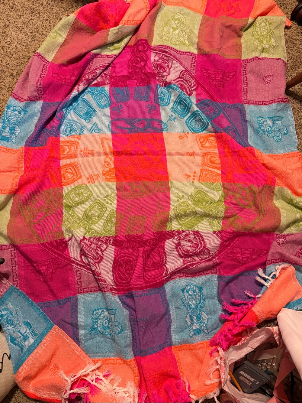Colorful Aztec-Inspired Woven Throw Blanket